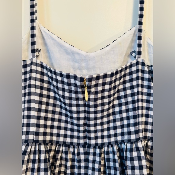 Women's Draper James Navy and White Seersucker Gingham Dress with Embroidery - Picture 7 of 10